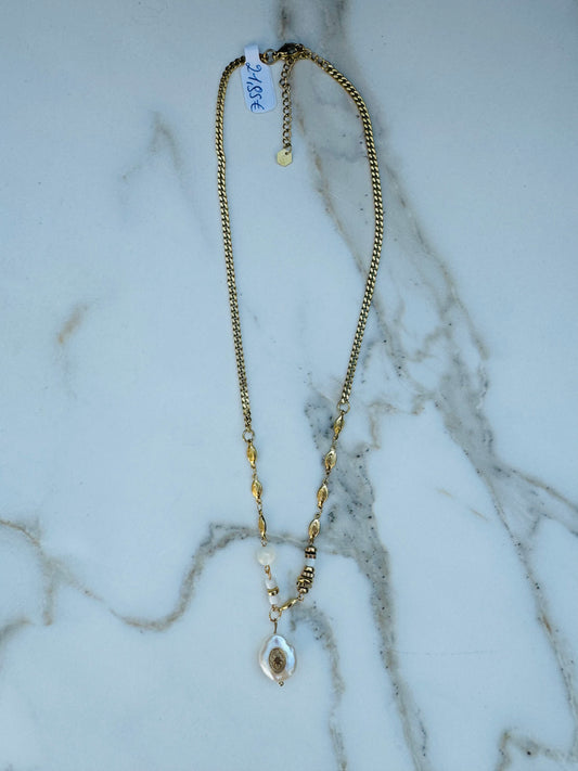 Ketting goud met witte parel