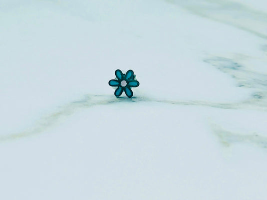 Oorbel bloem turquoise zilver per stuk