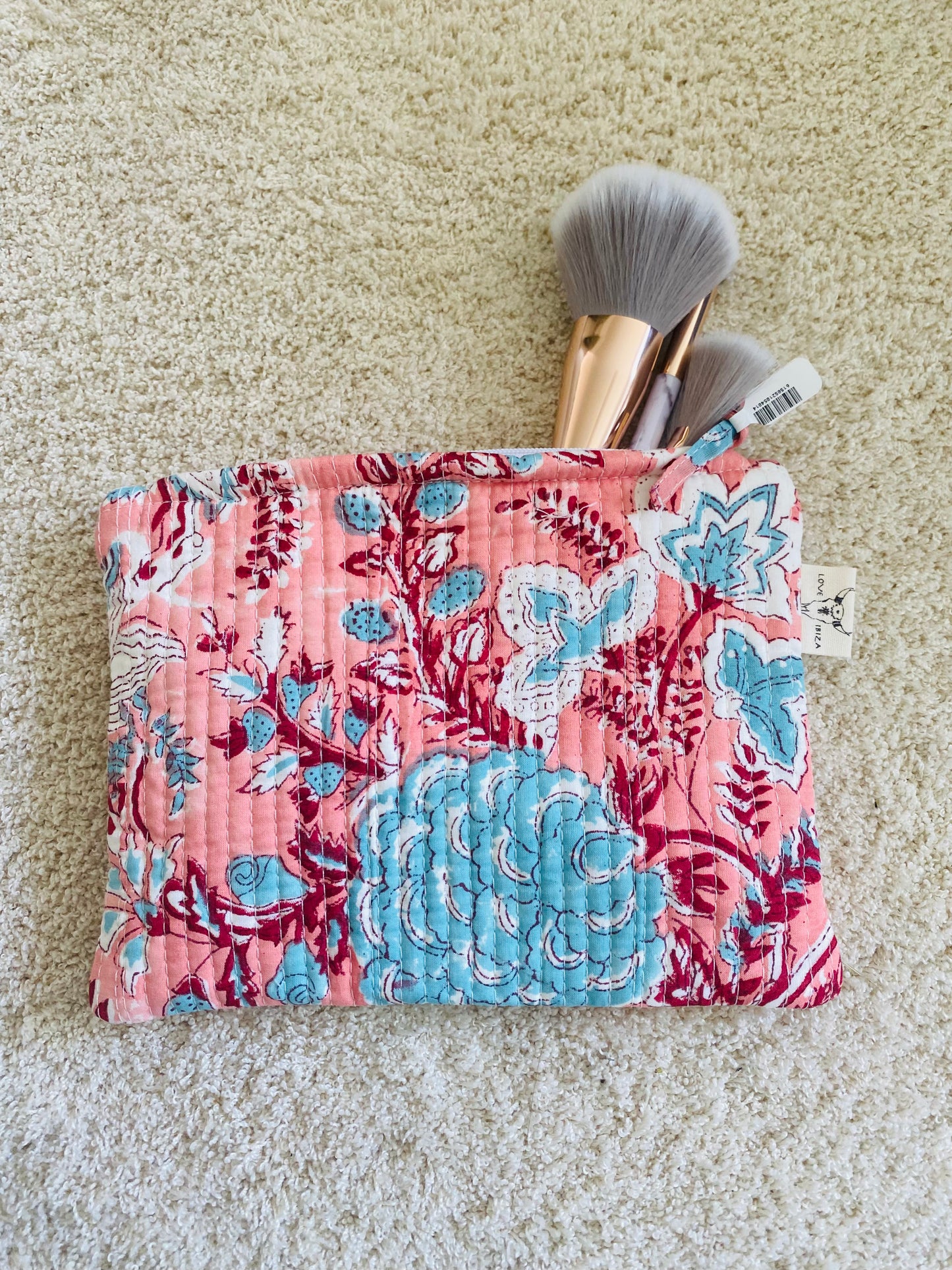 Blockprint make-up tas Fez peach