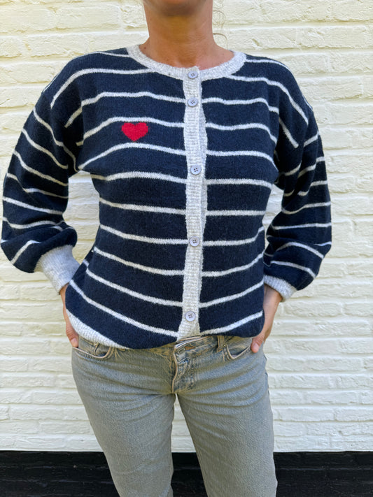 Cardigan blauw hart