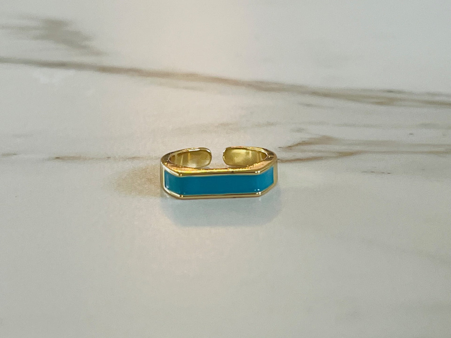 Ring enamel blauw/goud