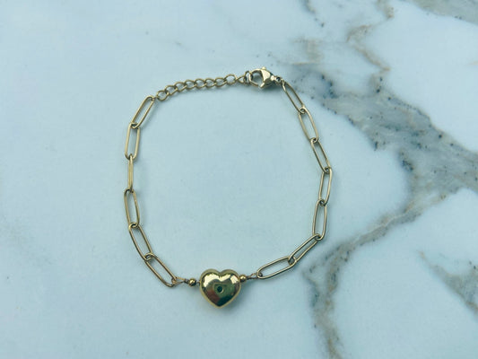 Armband hart groen/goud